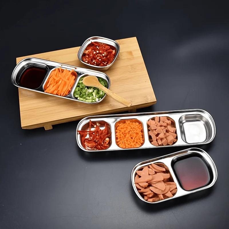1pc Thick sauce plate, small multi grid dipping dish, restaurant barbecue spike shaped baking tray, household kitchen utensils