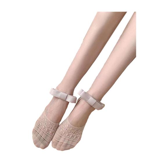 

1 пара женских носков Эластичный дизайн с мелким вырезом Кружевная отделка Носки средней длины Невидимые Низкий вырез Летние носки Для повседневной носки