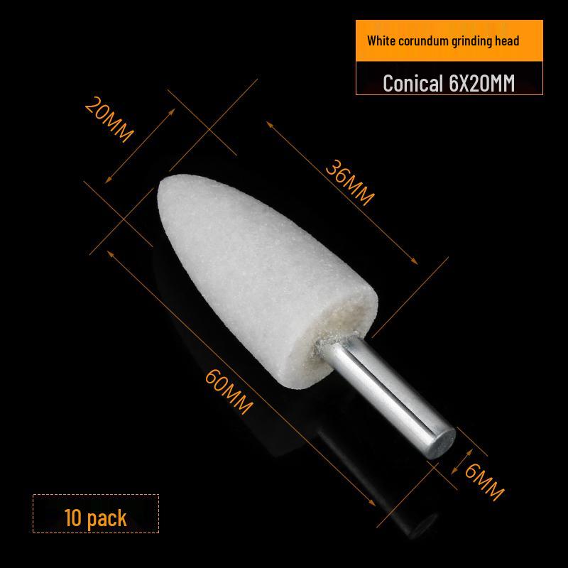 Cylindrical and Conical White Corundum Grinding and Polishing Head for Electric and Wind Power Grinders - Free Shipping