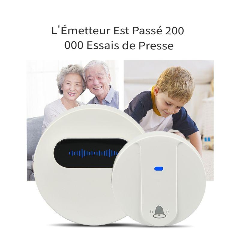 2 Receiver Wireless Doorbell with 180 Range Adjustable Volume IP68 Waterproof 58 Melodies White