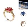 Retro Floral Style Copper Ring With Colorful Zirconia And Artistic Design For Women