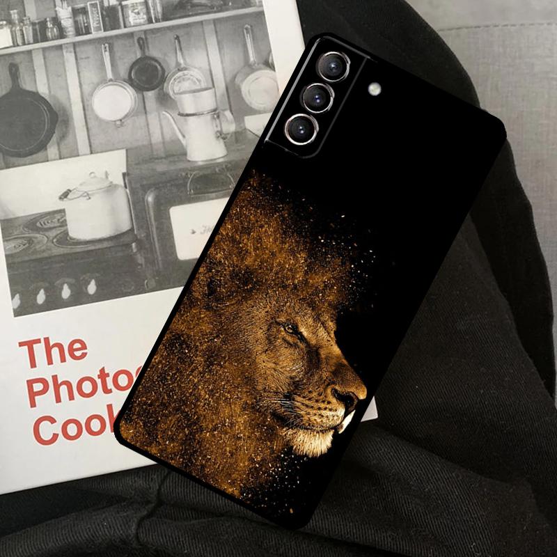 King Of The Jungle Lion Phone Case For Samsung Galaxy S23 S22 S24 Ultra S20 S21 S24 FE S9 S10 Plus Note 10 20 Ultra