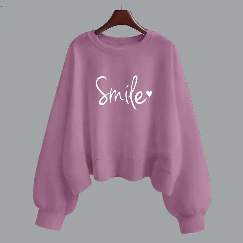 Moletom com capuz de algodão roxo feminino primavera e outono manga longa versão coreana gola redonda solta temporada escolar de setembro início do outono em roupas femininas