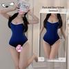 Linlinting Plus Size Erotic Sukumizu Bodysuit with Snap Crotchless Design