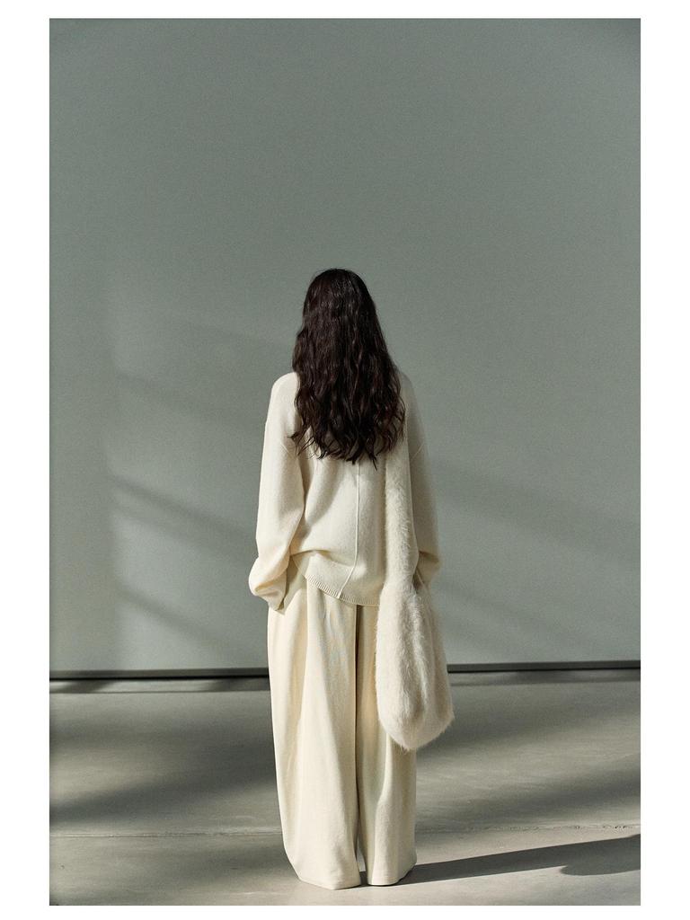 Shi Ji Wool High Neck Loose Sweater - Cozy Autumn Long Sleeve Pullover