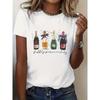 Buntes Sommer-Tequila-Flaschen-Limetten-Print-T-Shirt Weich Lockere Passform Rundhalsausschnitt Kurzarm für Damen Partys Urlaub