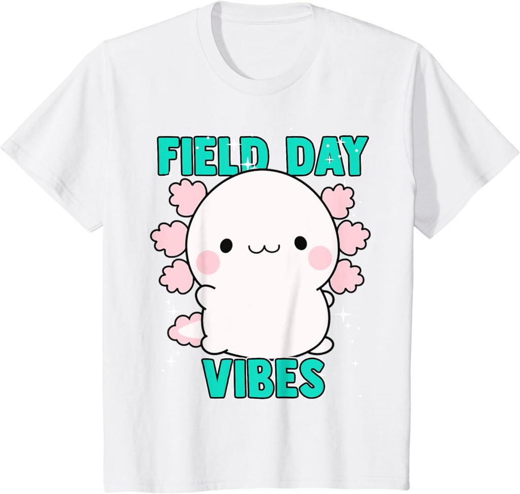 Field Day Shirt Axolotl Vibes Last Day of School Teal TShirt Y2k Top Shirts