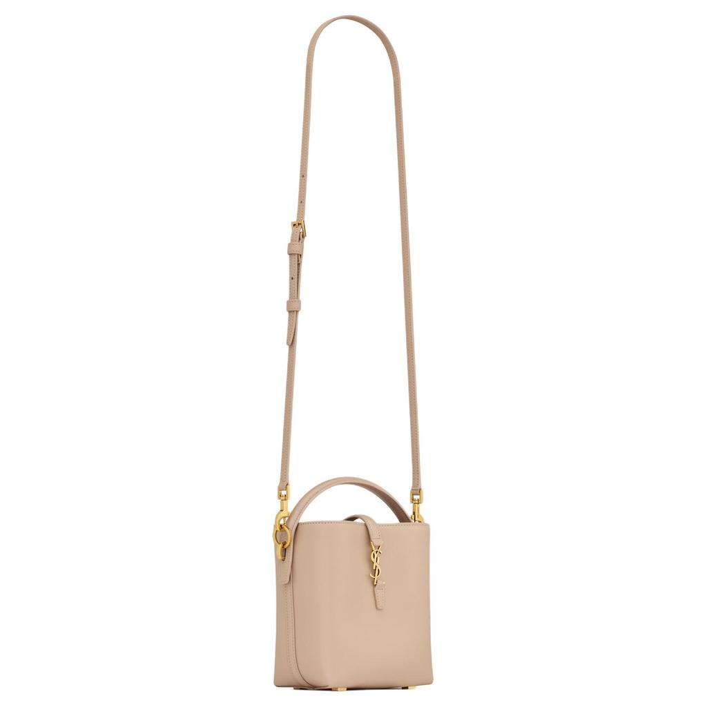 Saint Laurent Ysl Cassandre Metal Letter Logo Hook Closure Leather Bucket Bag Mini Women Bags Dark-Beige 765870-2R20W-2721
