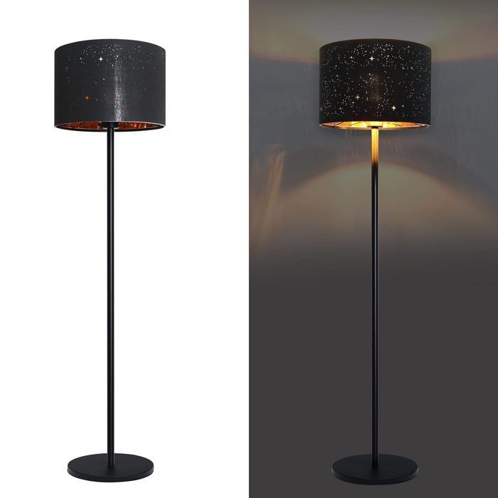 Floor Lamp - NETTLIFE - Living Room Floor Lamp 144 Cm - Star Design Lampshade - Black - E27 Socket 40W
