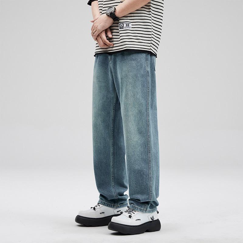 

Новые весенне-летние ленивые японские свободные прямые джинсы, уличные повседневные брюки 40 синий
