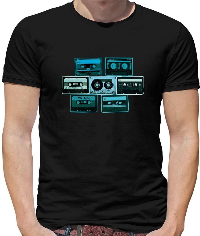 Retro Cassette Tapes Print T-shirt