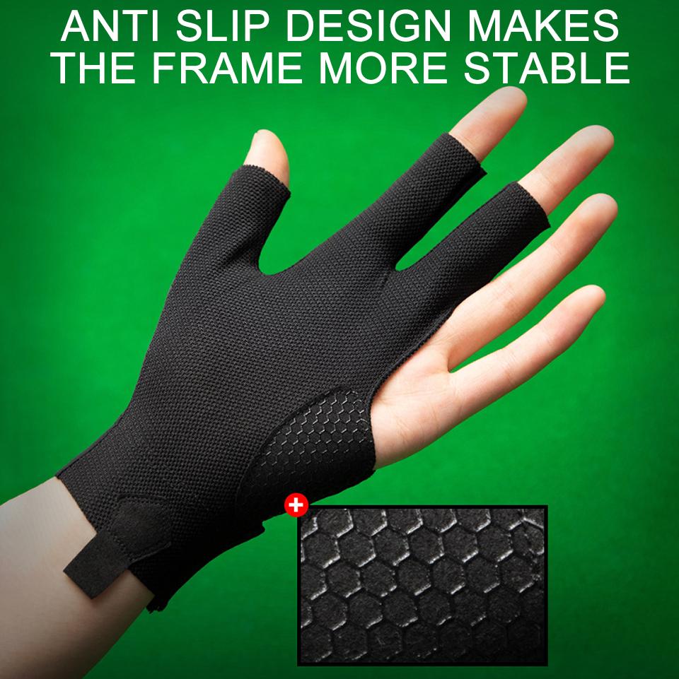 1Pcs Billiard Gloves Three Fingers Thin Breathable Mesh Surface Open-fingered Billiard Silicone Non-slip Gloves Men Women