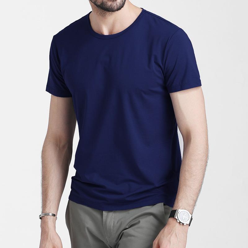 Solid Color Short Sleeved T-shirt Men Slim Slimming Classic Versatile Both Men Interior T-shirt with Base Top