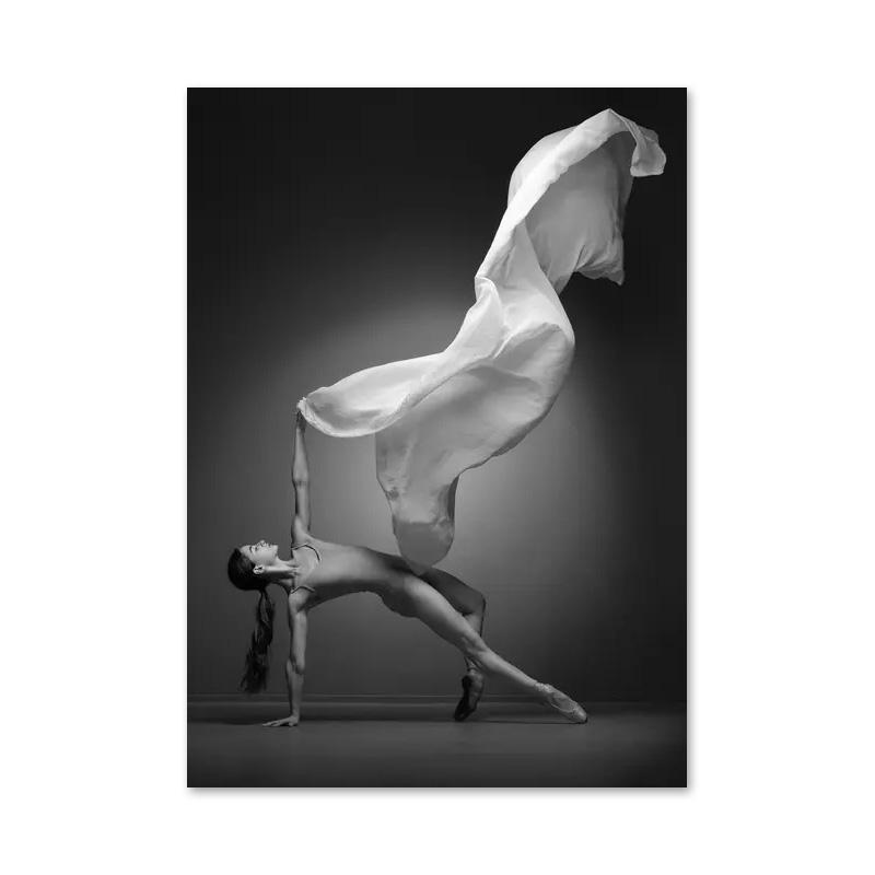 Zwart-Wit Balletdanser Canvas Schilderij Elegante Ballerina Houding Poster Print Wandkunst Afbeelding voor Woonkamer Huisdecoratie