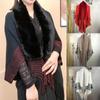 Wedding Cloak Evening Dresses Faux Fur Collar Knitting Shawl Winter Warm Plush Wraps