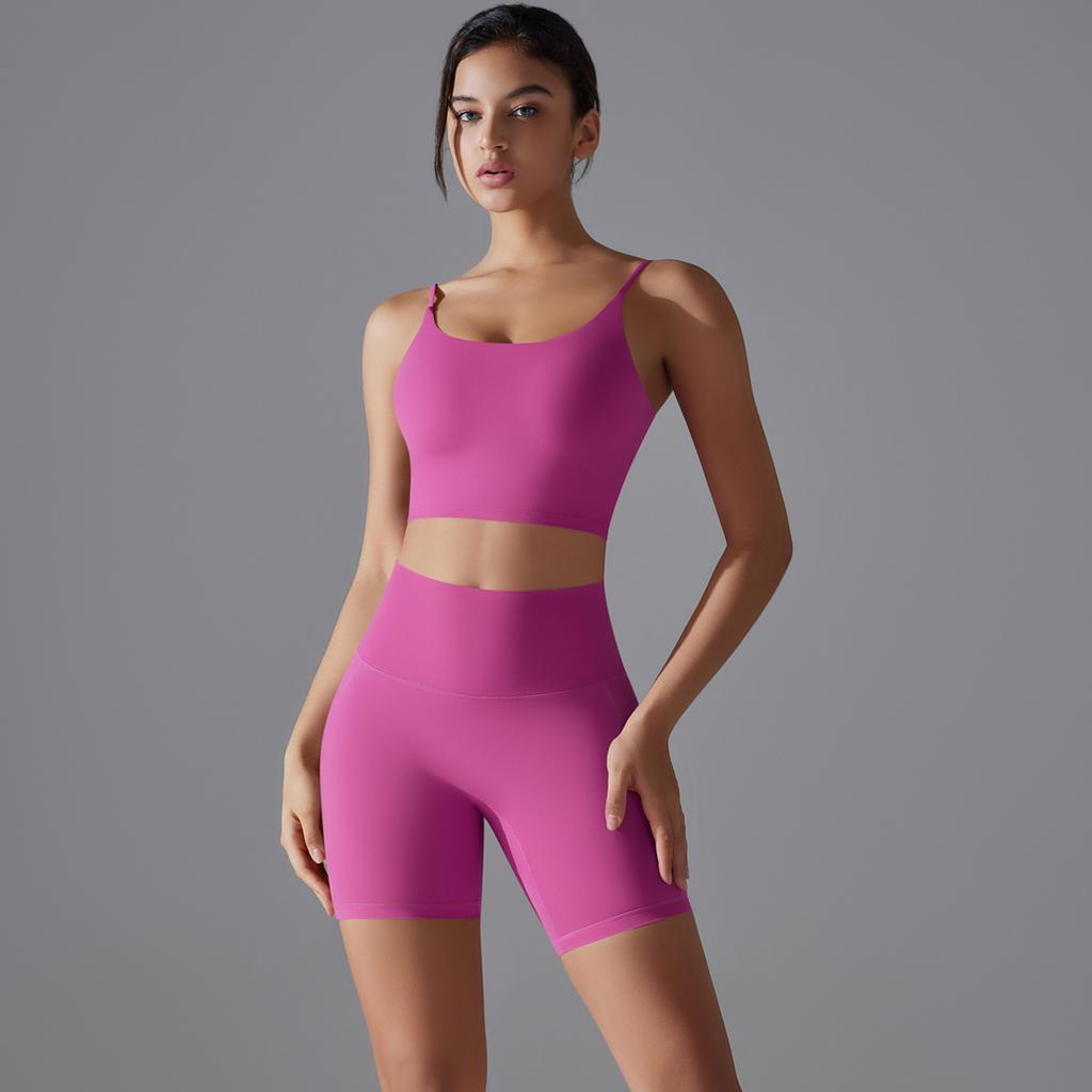 Nessaj Seamless High Waist Yoga Set Women Sleeveless Running Sportswear Push Up Slim Shorts Backless Bra Fitness Outfits