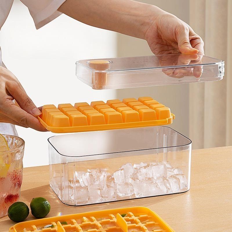 28 Panel Press Type Ice Tray Creative Light Luxury Summer Large Capacity One Press Ice Dispensing Household Ice Making Mold