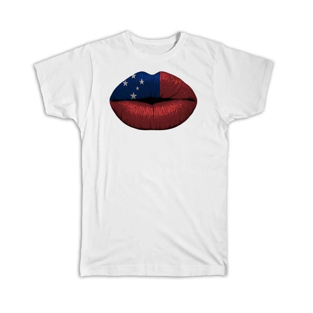 Gift T-Shirt : Lips Samoa Flag Expat Country For Her Woman Women Feminine S