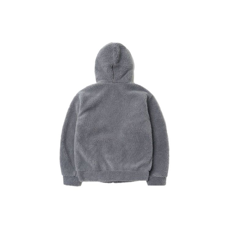 MLB New York Yankees Logo Pattern Loose Lamb Fleece Hooded Long Sleeve Zip Jacket Unisex jackets Gray 3AJPF0516-50GRD