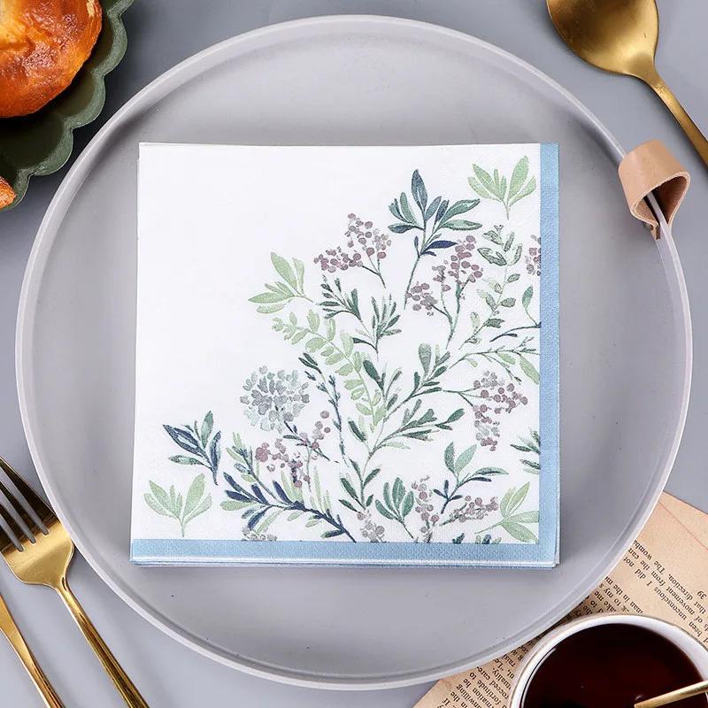 20Pcs/pack 33x33cm Plant Flower Printed Paper Tableware Disposable Napkin Tissues Home Wedding Party Decoration