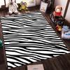 Modern Zebra Stripe Pattern Area Rug, Black and White Decor Carpet Suitable for Use As an Anti-slip for Living Room Bedroom Sofas