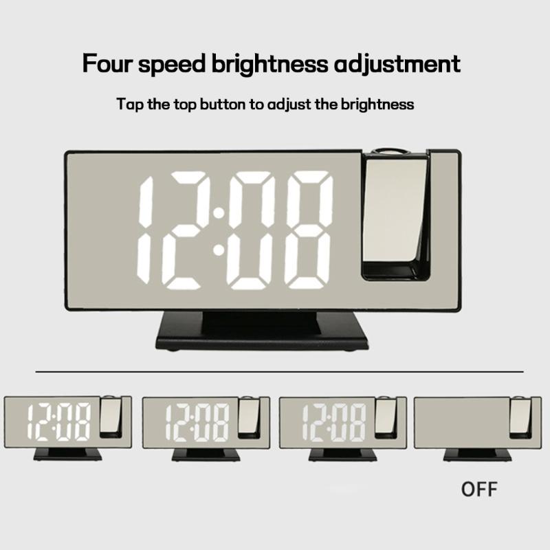 Digital Clock Temperature Display with Projection and Mirror Alarm Clock for Bedroom Easy to Set with Projection