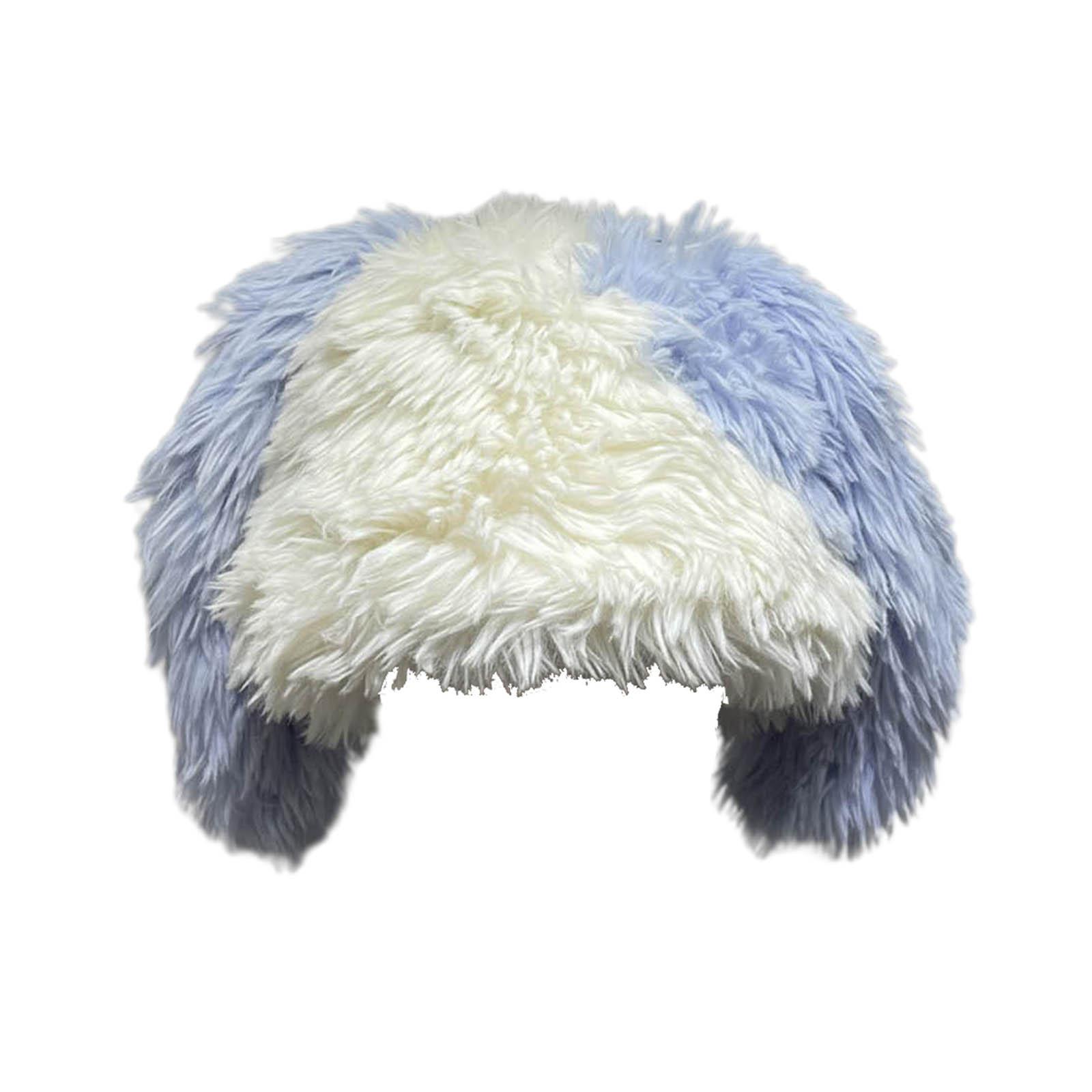 

Cute Woollike Plush Long Ears Beanie Womens Lady Girl Headgear Caps Christmas Hats Faux Furs Beanie Hat Pullover Cap синий