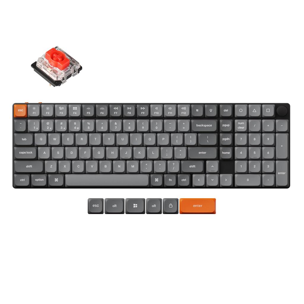 K17 Max compatible wireless custom mechanical US White LED low profile Gateron mechanical Mac Windows Linux compatible profile Gateron mechanical red