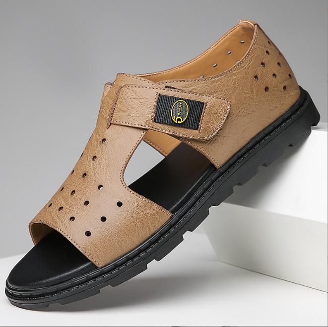 Fashion Genuine Leather Men Roman Sandals Luxury Open Toe Flat Casual Shoes Male Comfor Soft Beach Shoes Fashion Designer Men Sandalias