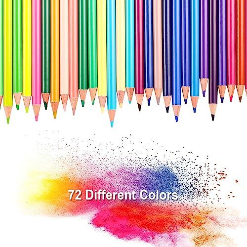 HIFORNY 80 Colored Pencil Set for Adults, 72 Colors, Includes 3 Color Sketchbooks, 0.5mm Mechanical Pencils, and Colorless Blender