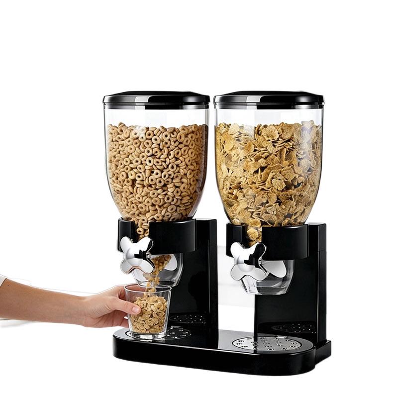 Dual Cereal Dispenser: Moisture & Dust-Proof Storage Jar for Grains & Snacks