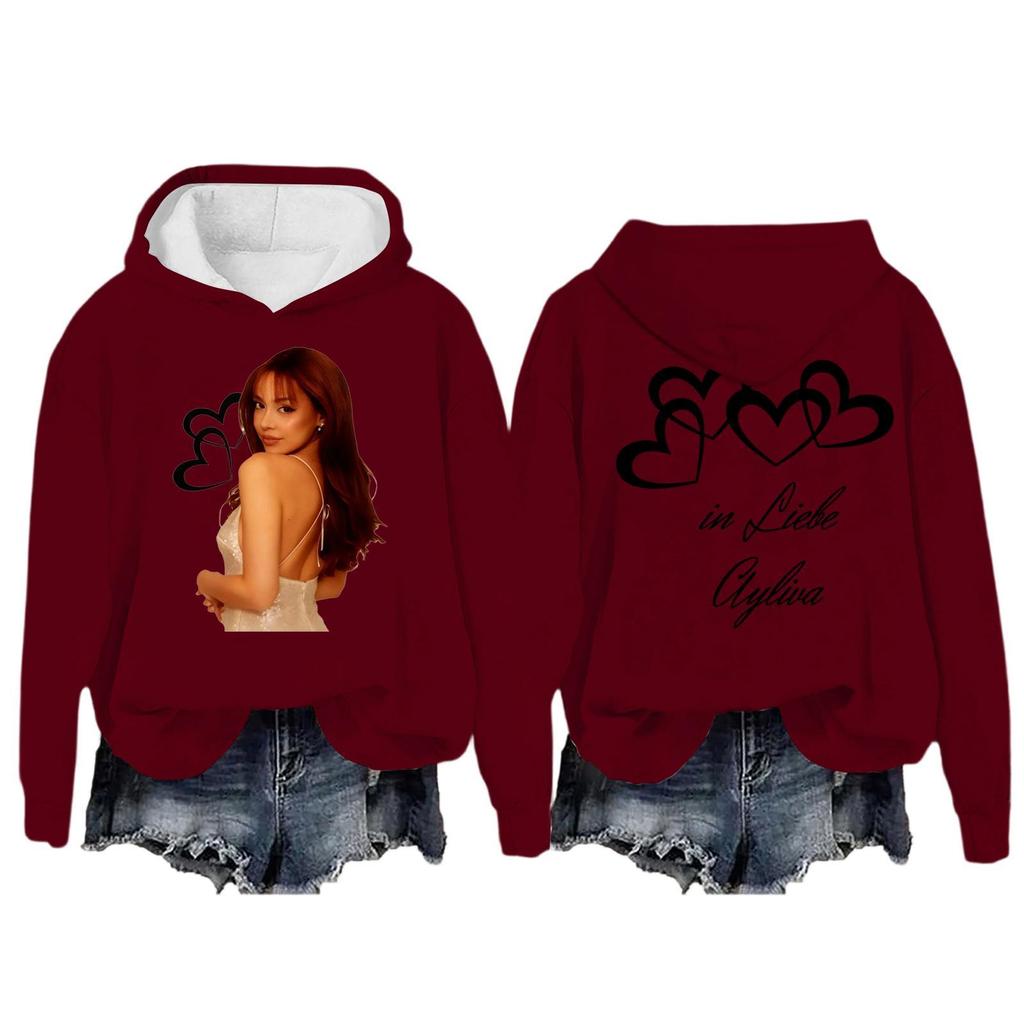 Women's Fashion Casual Long Sleeve Loose Printed Pullover Sports Long Sleeve Hooded Sweatshirt