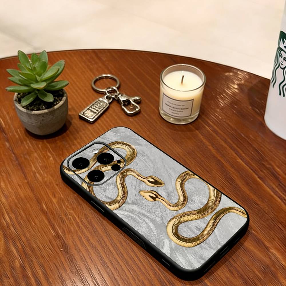 Serpent Phone Case For iPhone 17, 16,15,14,13,12,11 Plus,Pro Max, Others Soft Silicone Black Cover