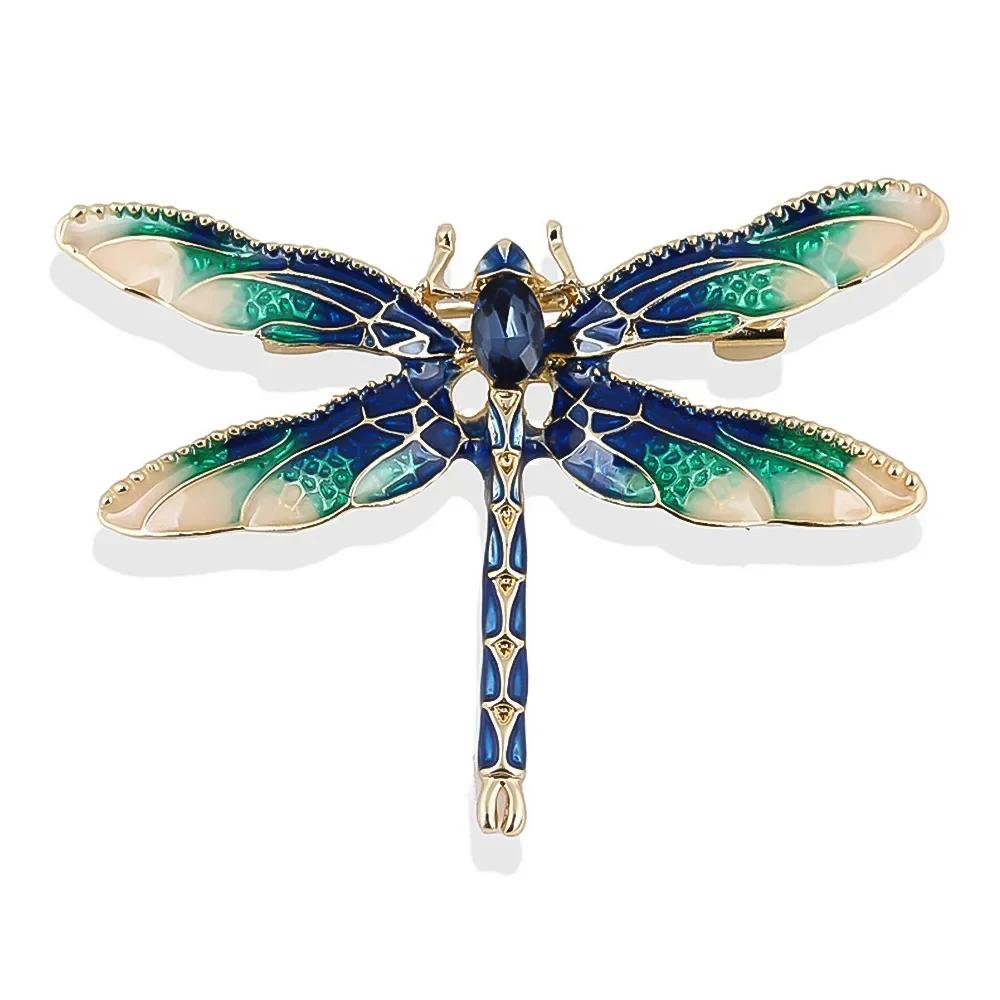 Enamel Dragonfly Brooches Women Men Delicate Insect Crystal Rhinestone Brooch Pin Jewelry Gifts Lapel Pin