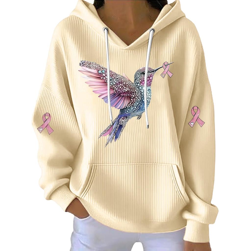 Women's Fashionable Casual Bird-printed Pullover Sporty Long-sleeved Sweatshirt Top