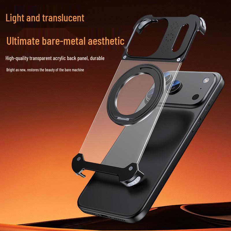 Apple 17 Pro Max Metal Aroma Magnetic Phone Case with 360° Rotating Bracket for iPhone 16