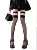 1 Pair Sexy Thigh-High Socks for Women, Thin Pure Desire Style JK Thigh Socks with Garter Belt, Suitable for JK Uniforms/Daily