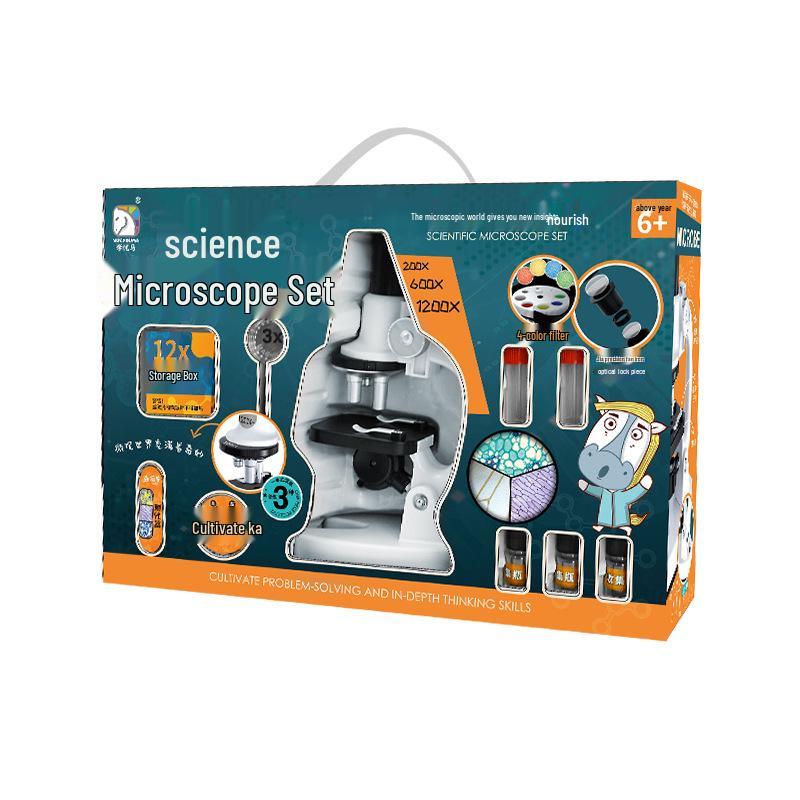 Mikroskop s vysokým rozlišením 1200x pro studenty - Pozorujte bakterie, Biologická sada pro domácí použití
