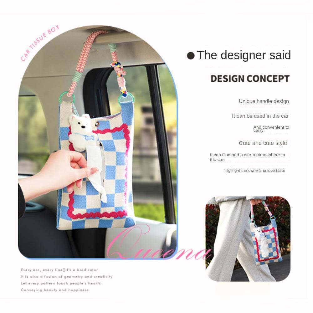Space Saving Tissue Case Holder INS Car  Hanging Napkin Holder  Car Interior Decoration