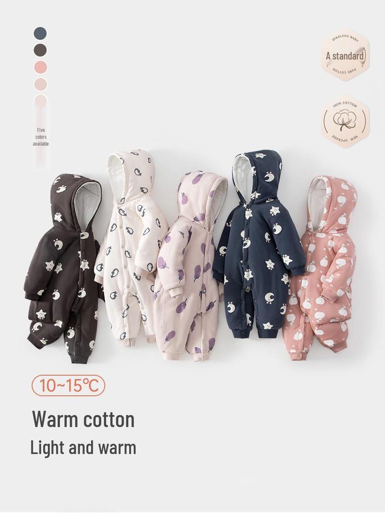 Unisex Baby Winter Padded Hooded Romper with 150g Cotton, Home & Outdoor Suit
