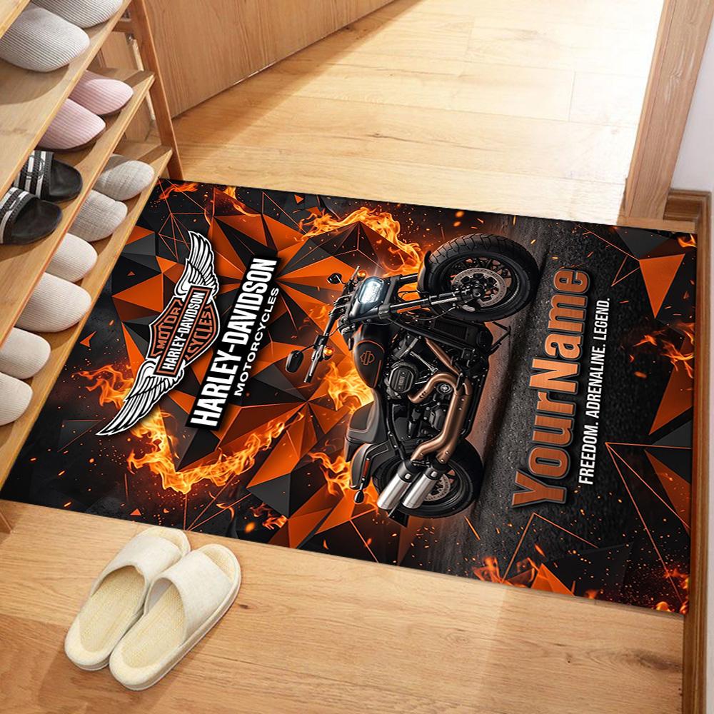 Harley-davidson Motorcycles Customizable Name Carpet Design for Living Rooms Playrooms Bedrooms Outdoor Antislip Carpet Anime Office Decor