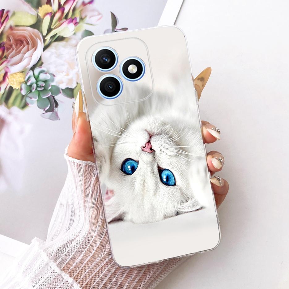 For Honor X8d 4G Case Cute Cat Luxury Flowers Painted Cover Soft Slim Phone Case For Honor X8d X 8d HonorX8d 4G Back Cover Coque