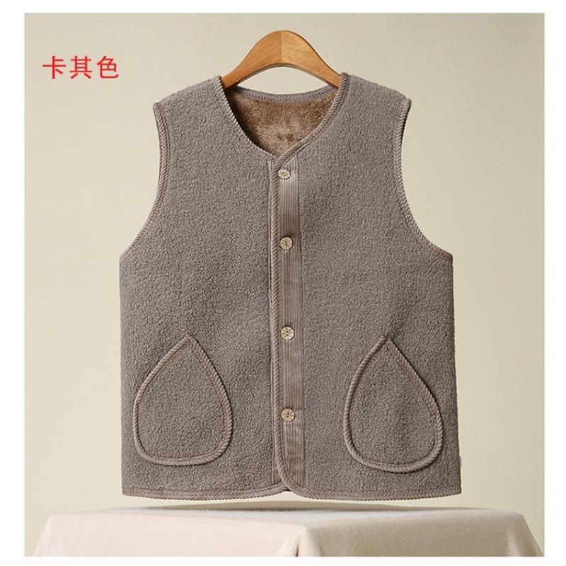 Women Fleece Vest Senior Thick Warm Sleeveless Waistcoat For Autumn Winter