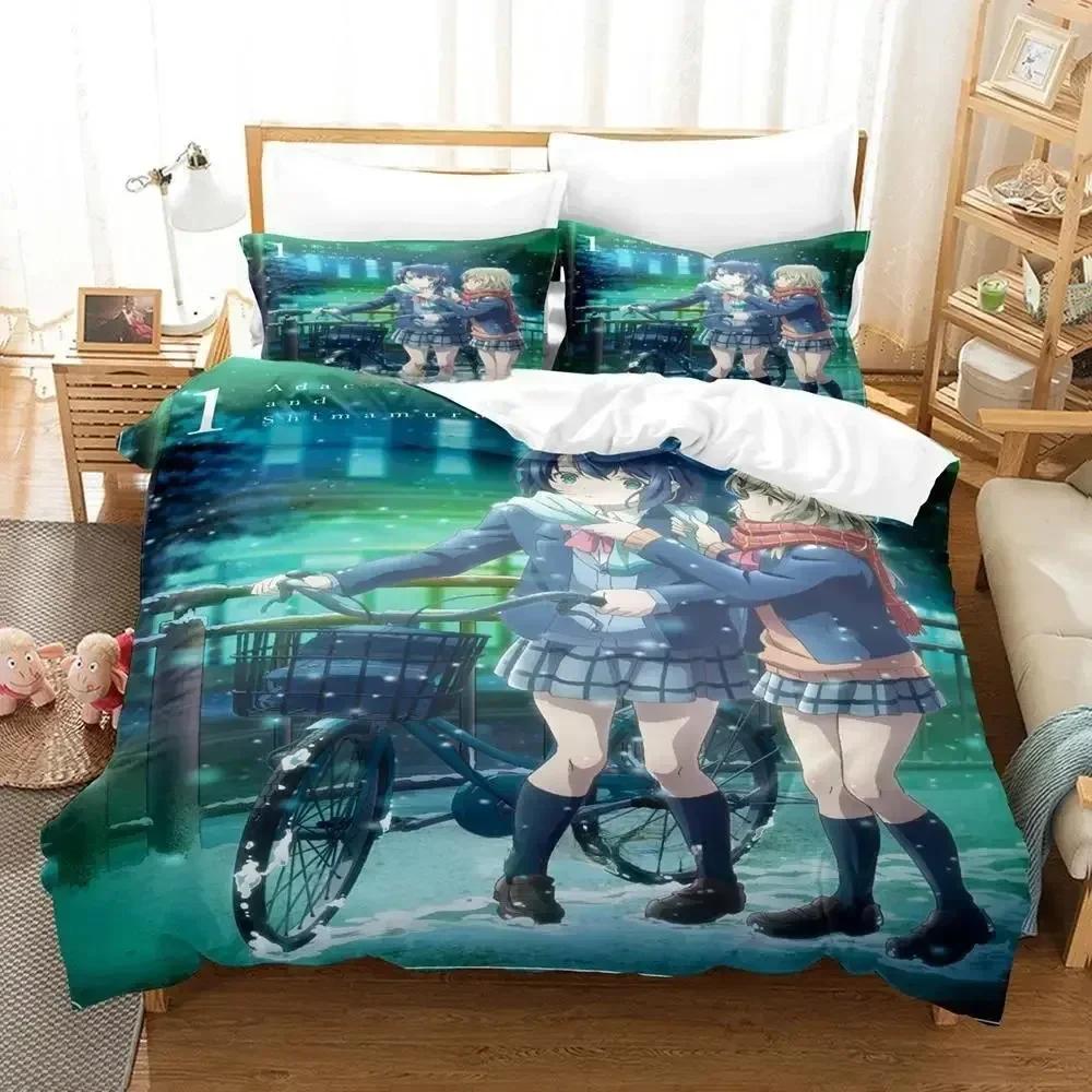 Adachi and Shimamura Bedding Set Cartoon Anime Three-piece Set Adult Kid Bedroom Duvet Cover Sets Comforter Bedding Sets Luxury