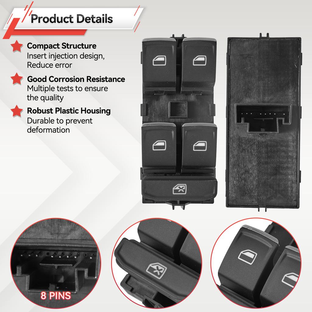 Driver Electric Master Window Switch Button For Volkswagen VW Golf Mk7 Passat B8 Tiguan Touran Skoda Seat 5G0959857A 5G0959857