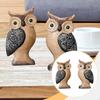 2x Wood Figurine Owl Statue Collection Gift Decorative Animal Sculpture Tabletop Ornament for Living
