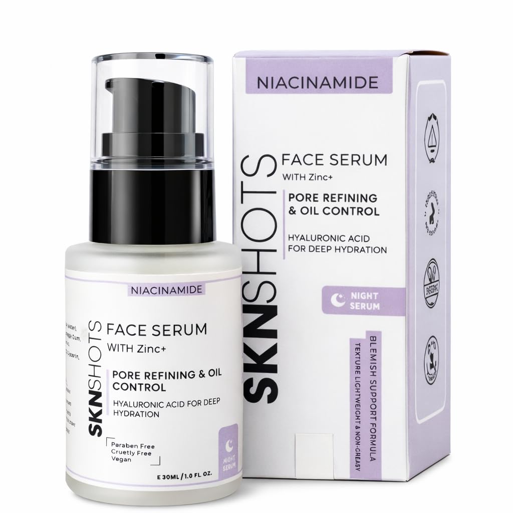 SKNSHOTS Niacinamide + Zinc Face Serum for for Refining & Oil Control With Hyaluronic Acid For Deep Hydration | 30ML