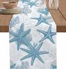 Ocean Starfish Coral Linen Table Runner Dresser Scarf Table Decor Farmhouse Kitchen Dining Table Runner Holiday Party Decor