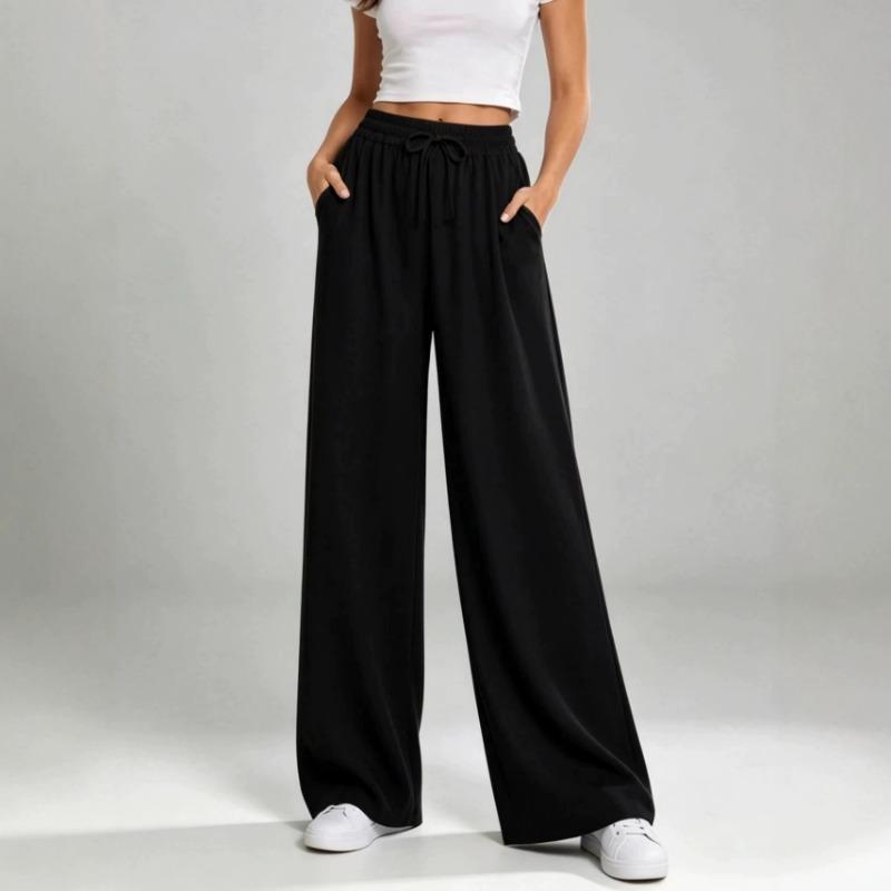 Women S Wide Leg Loose Casual Solid Straight Leg Pants