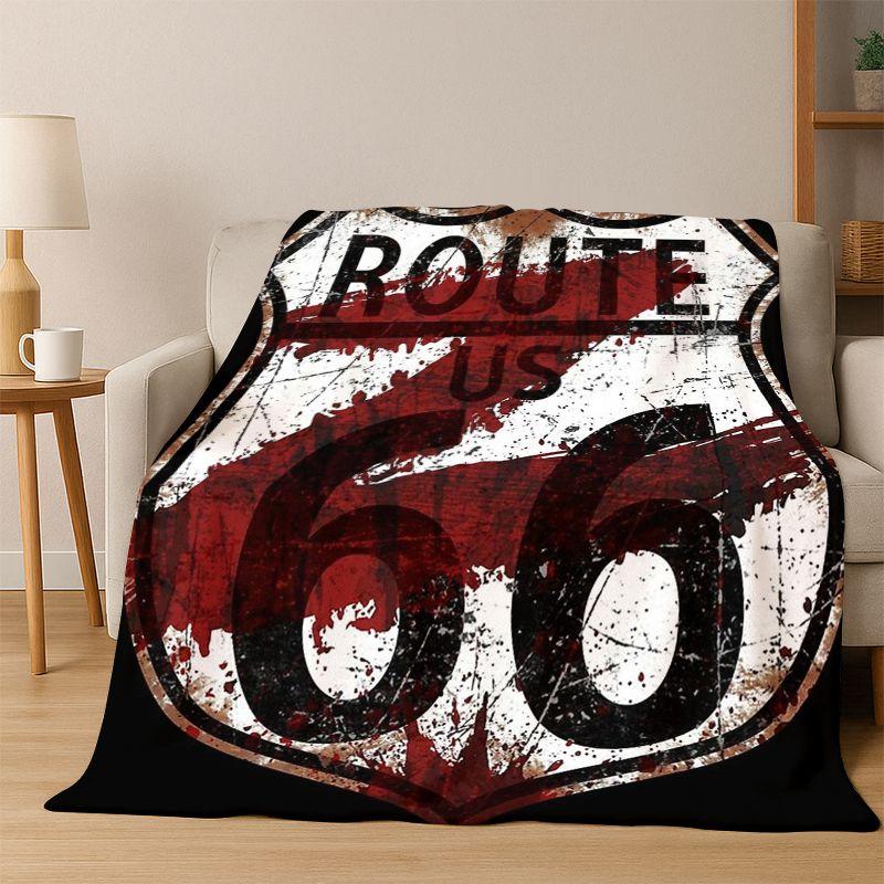 Manta de Flanela Rota 66 América Mãe Estrada Sinal Sinais Quente Macia Cobertor para Quarto Sala de Estar Cama Viagem Acampamento Piquenique